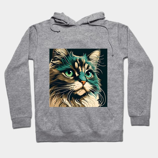 Colorful Cat Kitten Lover - Cute Cat Face Hoodie by Daphne R. Ellington